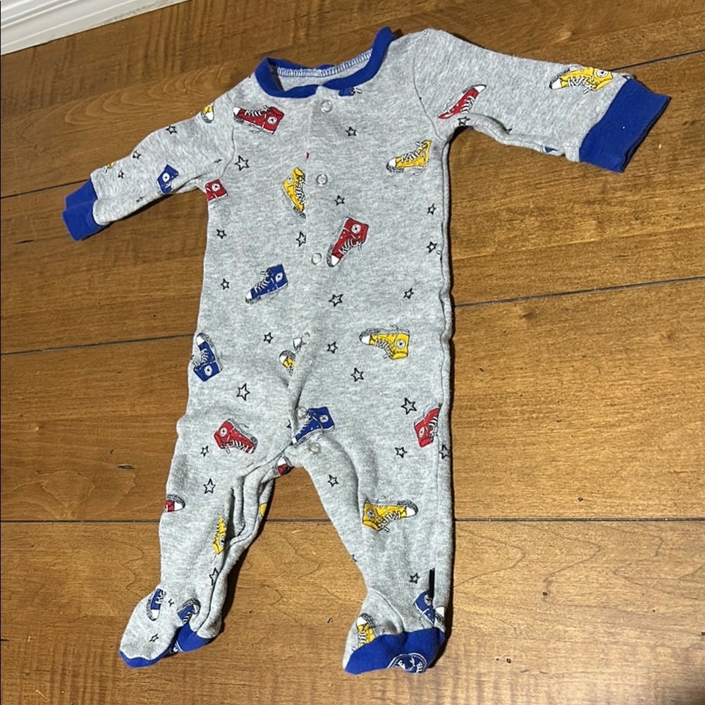 Converse Gray and Blue Footies One Piece with Playful Design